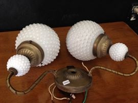 Vintage Hobnail Milk Glass Wall Sconce