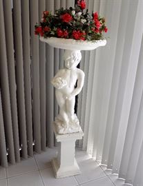 LARGE  DECORATIVE STATUE WITH PEDESTAL - $125.00