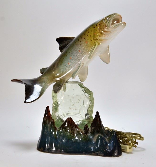 710:  Trout Pottery Art Glass Table Lamp