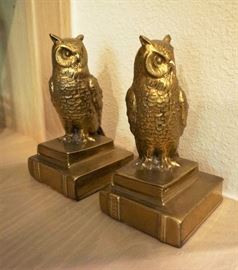 Brass owl bookends