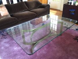 Brushed Brass base Glass Top Table