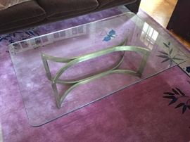 Brushed Brass base Glass Top Table