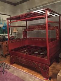 Antique Hand Carved Chinese Wedding Bed