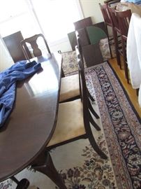 Dining room table and six chairs - well cared for.