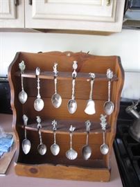 Souvenir spoons displayed beautifully and once graced grandmother's home