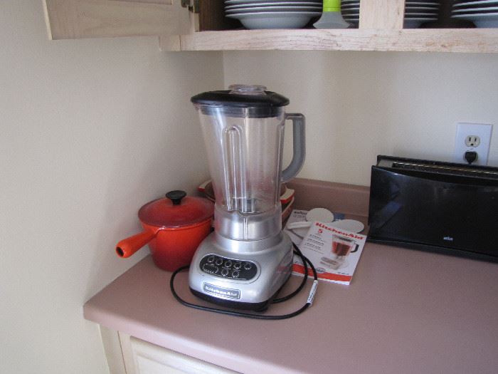 Kitchen Air blender along with beautiful cast/enamel pots. and more
