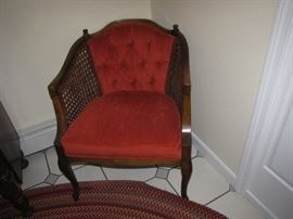 Furnishings from grandmother's estate. Beautiful chair with caning and in good condition.
