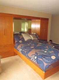 Teak Platform bed w/ wall unit