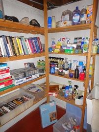 Home cleaning Supplies, books, DVD's, CD's