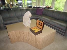 Directional sofa, Stone Coffee Table 