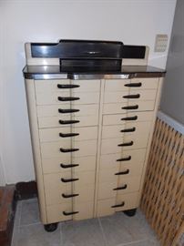 1930's metal/wood dentist cabinet