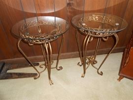 glass top metal end tables