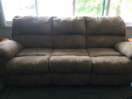 Microfiber sofa with 2 end recliners