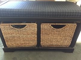 wicker storage bench