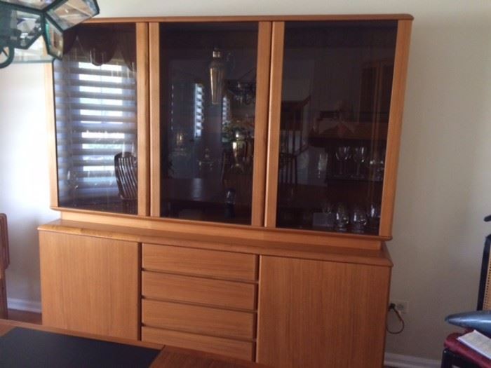 Danish Sideboard - Mid Century Modern Glass front cabinets