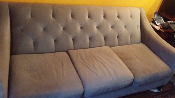 Macy's couch. Gray velvet and in great shape. 