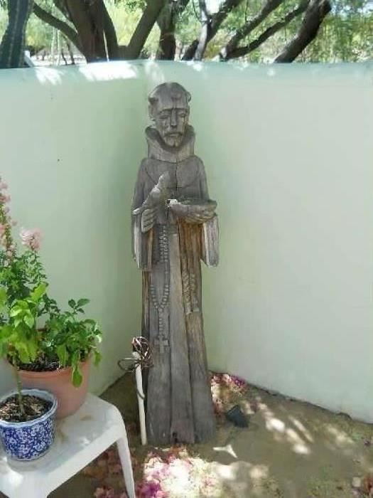4 1/2 ft carved wood st. francis