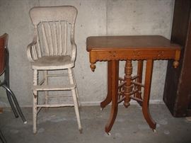 High chair and vintage table