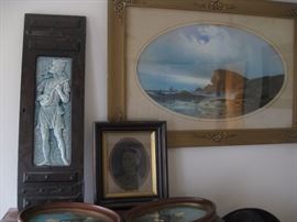 Raised tile panel surrounded by wood from a tavern  