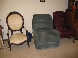 Victorian chair, recliner, Queen Anne chair