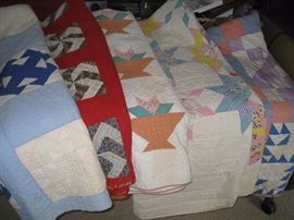 Star quilt, basket quilt and other piecework quilts