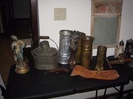 Brass figure and Trench Art - 1 labeled Verdun