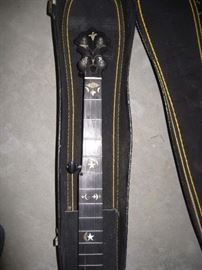 Inlaid mother of pearl banjo neck