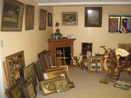 Numerous vintage pictures, corner fireplace