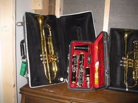 Clarinet, Trumpets in cases
