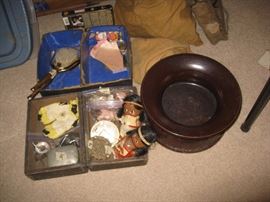 Spittoon, dolls, etc
