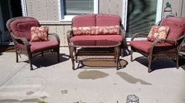 All-Weather outdoor conversation patio set(loveseat, 2 chairs and coffee table)