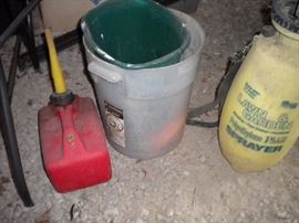 Gas can, lawn and garden sprayer