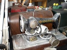 Antique Singer sewing machine and case