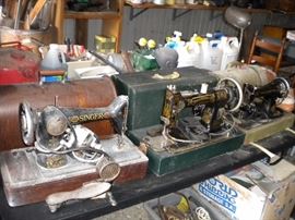 Antique sewing machines and case...singer and white rotary