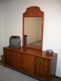 MCM/Vintage Dresser with Mirror and Chest of drawers/amoire, & matching queen headboard