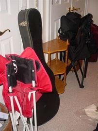 camper chairs, musical instruments