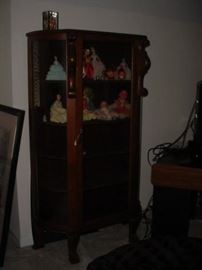 Beautiful antique curved glass curio