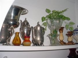 Silver plate, art glass, porcelains, and more