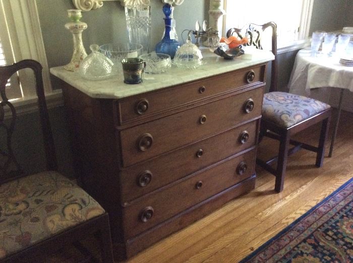 Victorian marble top chest.                                                    
