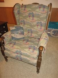 WING CHAIR IN GOLF THEMED UPHOLSTERY
ETHAN ALLEN (pair) ONLY ONE IN PHOTO
