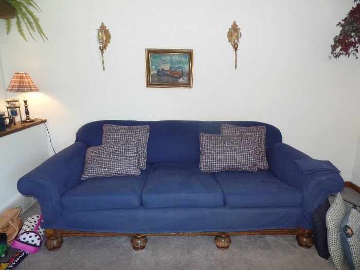 Vintage couch - the blue fabric is a slip cover 