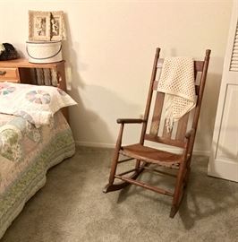 Antique Rocker with Cowhide Seat