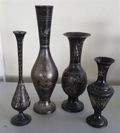 DCK003 Exotic Etched Black Brass Vases