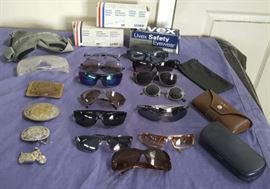 DCK125 Large Assortment of Sunglasses, Safety Glasses, Belt Buckles