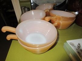 Fire King peach lustre chili bowls