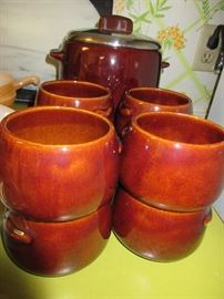 West Bend bean pot (w/original paperwork) and chili bowls