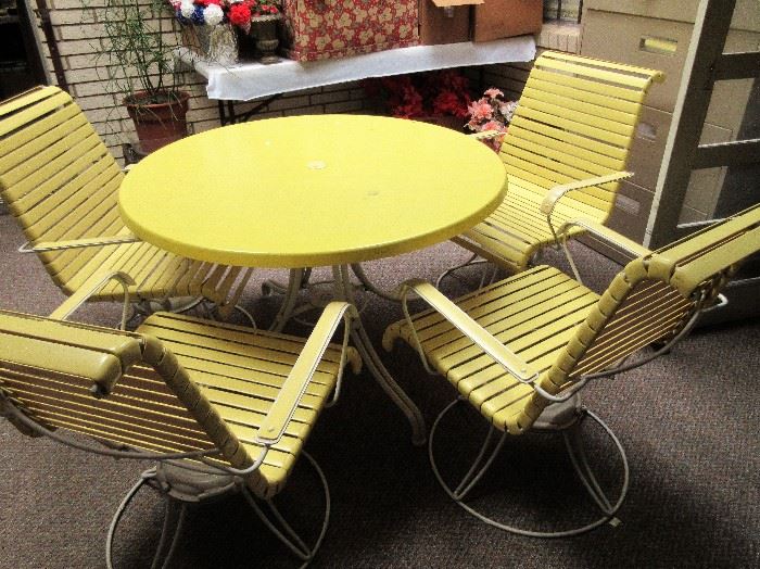 Very sturdy patio table (can hold umbrella) and 6 chairs