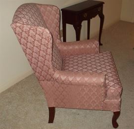 $95                                                                                                                     Wing Back Chair; Traditional Queen Anne Style                Approximately 39" High X 28" Wide X 26" Deep             