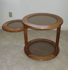 Round Oak & Glass Coffee Table