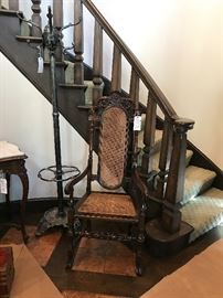 William and Mary Armchair, Cast Metal Hall Tree